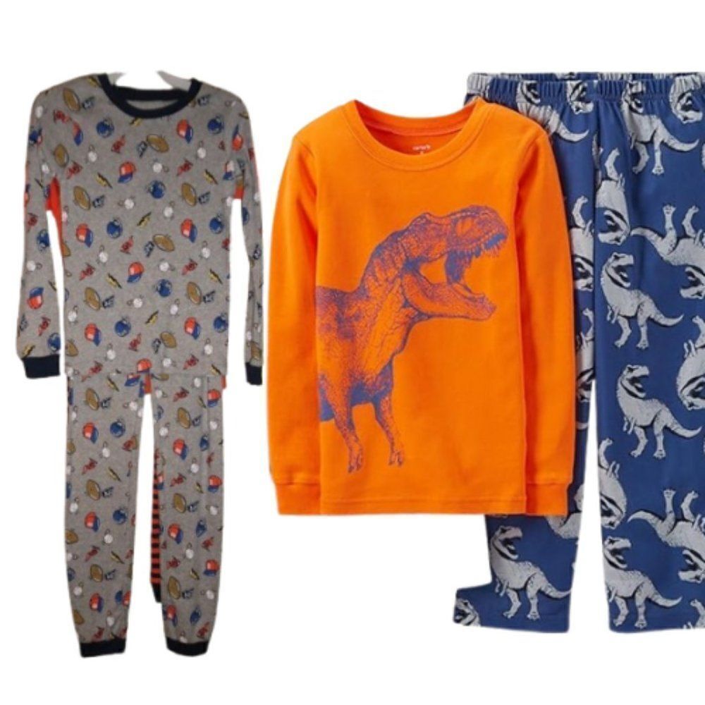 Carter's Kids Boys Orange & Gray Two Piece Pajamas Set Size 8 -Pack Of 2